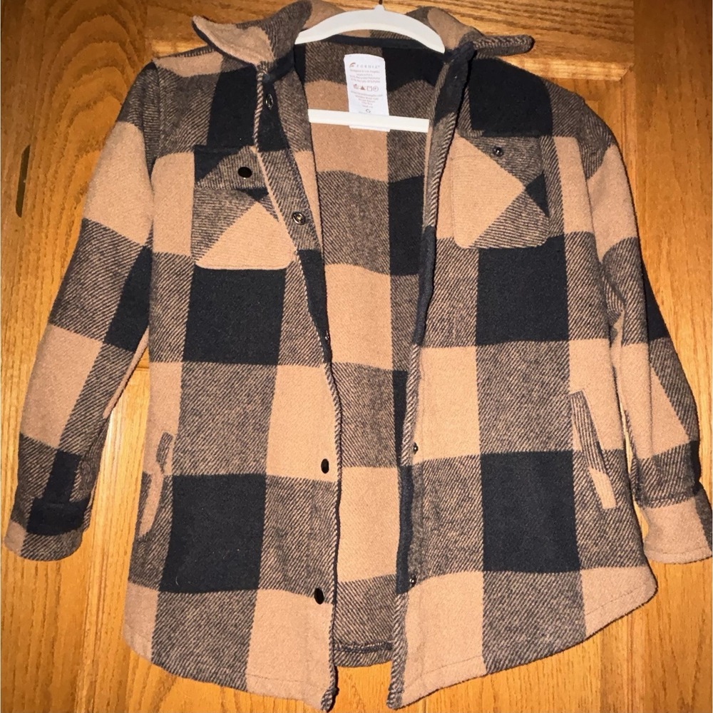 Fornia Kids Plaid "shacket" (shirt jacket), Color  Butterscotch/Black, Size M 10